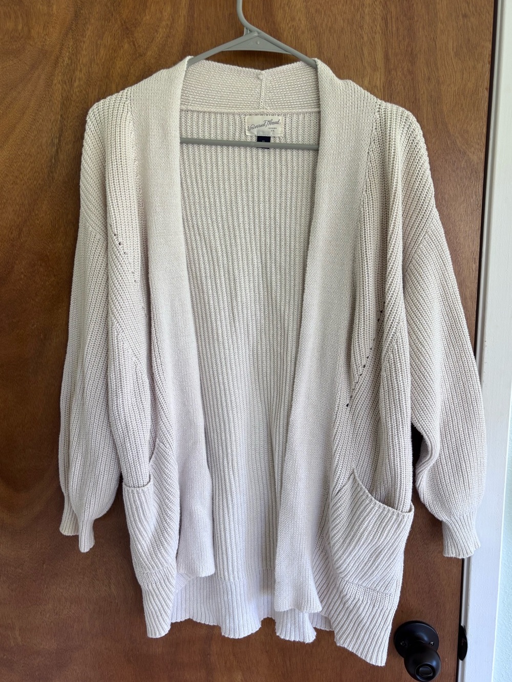 Universal Thread Cream Open-Front Knit Cardigan